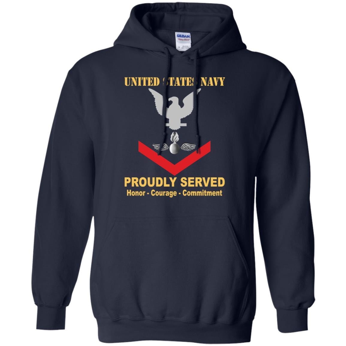 Navy Aviation Ordnanceman Navy AO E-4 Rating Badges Proudly Served T-Shirt For Men On Front-TShirt-Navy-Veterans Nation