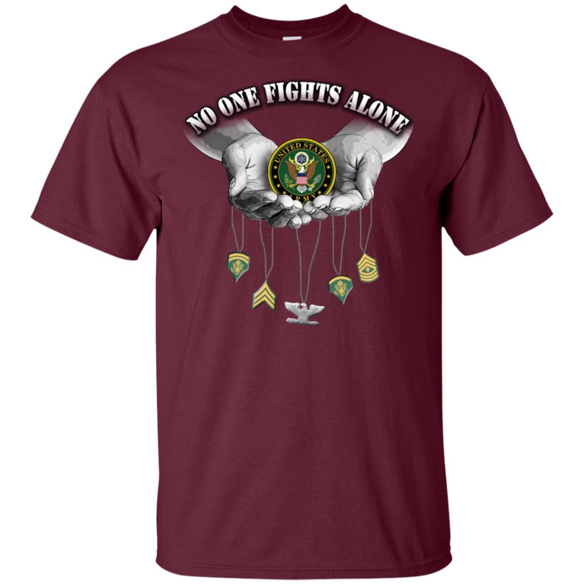 T-Shirt "No One Fights Alone Army Ranks" On Front-TShirt-Army-Veterans Nation