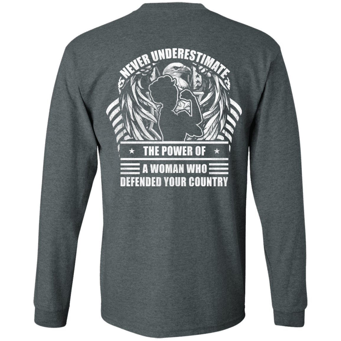 Military T-Shirt "Never Underestimate A Woman Who Defended Your Country Women Back"-TShirt-General-Veterans Nation