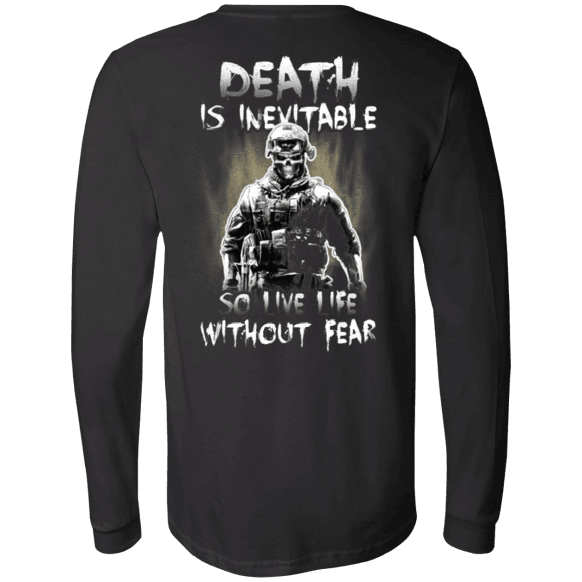 Military T-Shirt "Veteran - Death is Inevitable so I Have Life Without Fear" - Men Back-TShirt-General-Veterans Nation