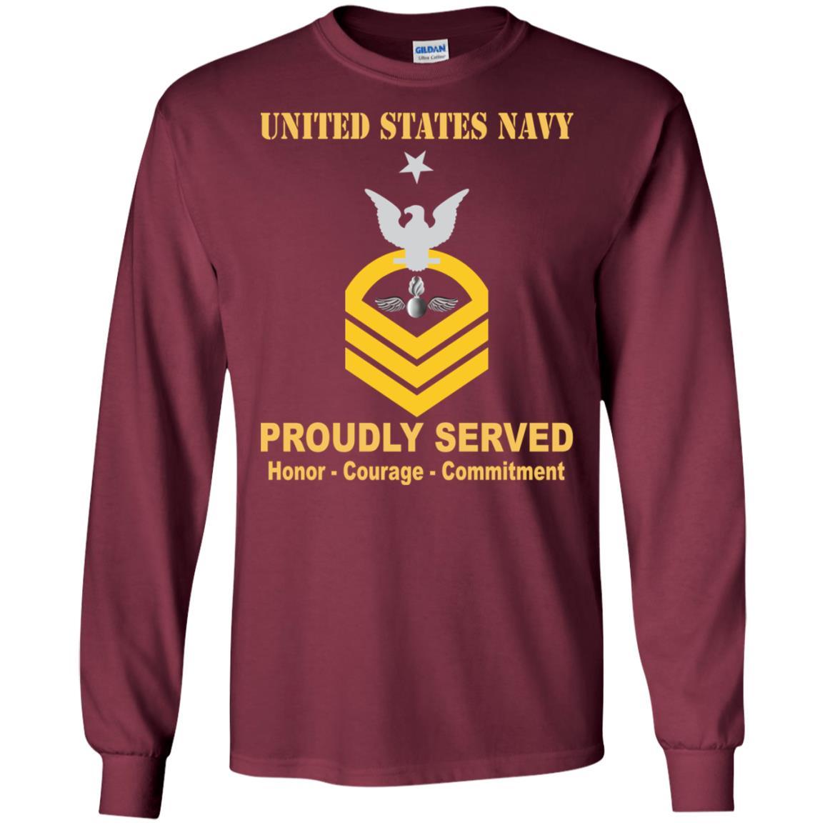 Navy Aviation Ordnanceman Navy AO E-8 Rating Badges Proudly Served T-Shirt For Men On Front-TShirt-Navy-Veterans Nation