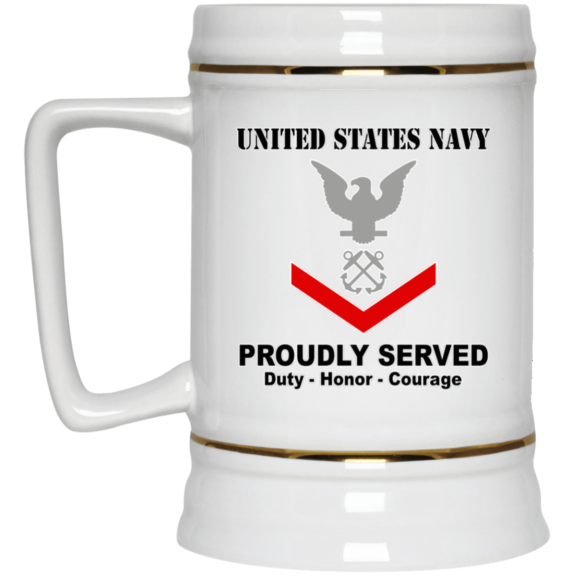 US Navy E-4 Petty Officer Third Class E4 PO3 Noncommissioned Officer Ranks T shirt White Coffee Mug - Stainless Travel Mug-Mug-Navy-Collar-Veterans Nation