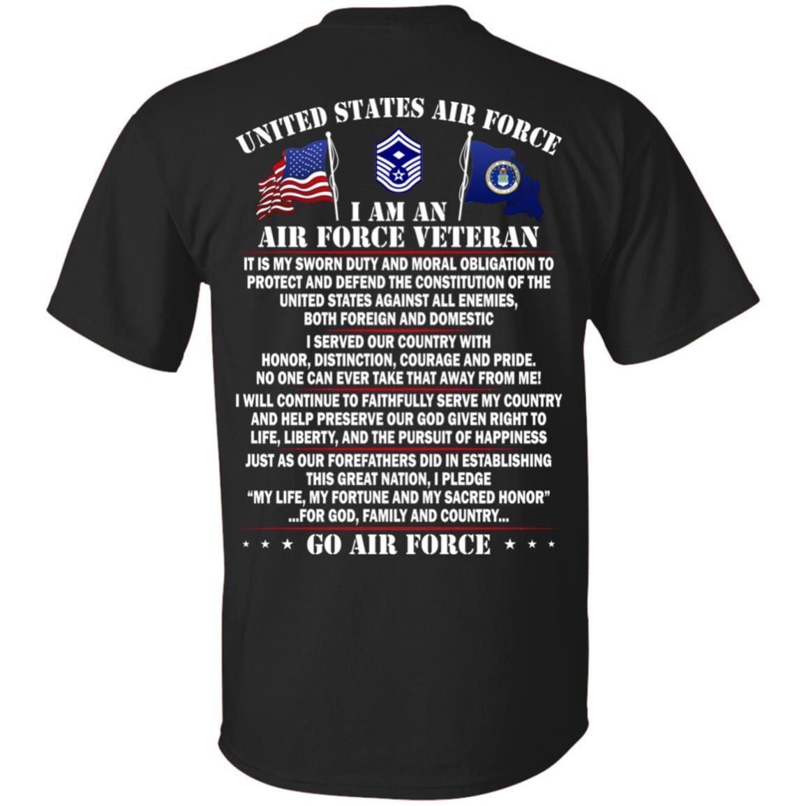 US Air Force E-8 First sergeant E-8 Rank - Go Air Force T-Shirt On Back-TShirt-USAF-Veterans Nation
