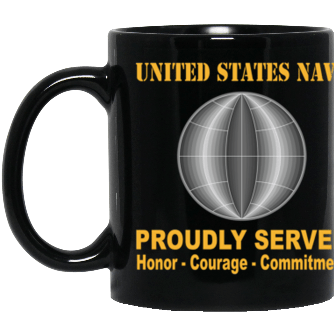 US Navy Electrician's mate Navy EM Proudly Served Core Values 11 oz. Black Mug-Drinkware-Veterans Nation