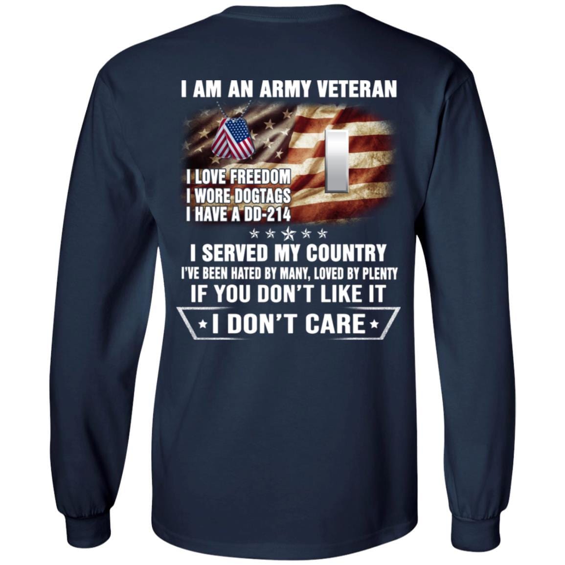 T-Shirt "I Am An Army Veteran" O-2 First Lieutenant(1LT)Rank On Back-TShirt-Army-Veterans Nation