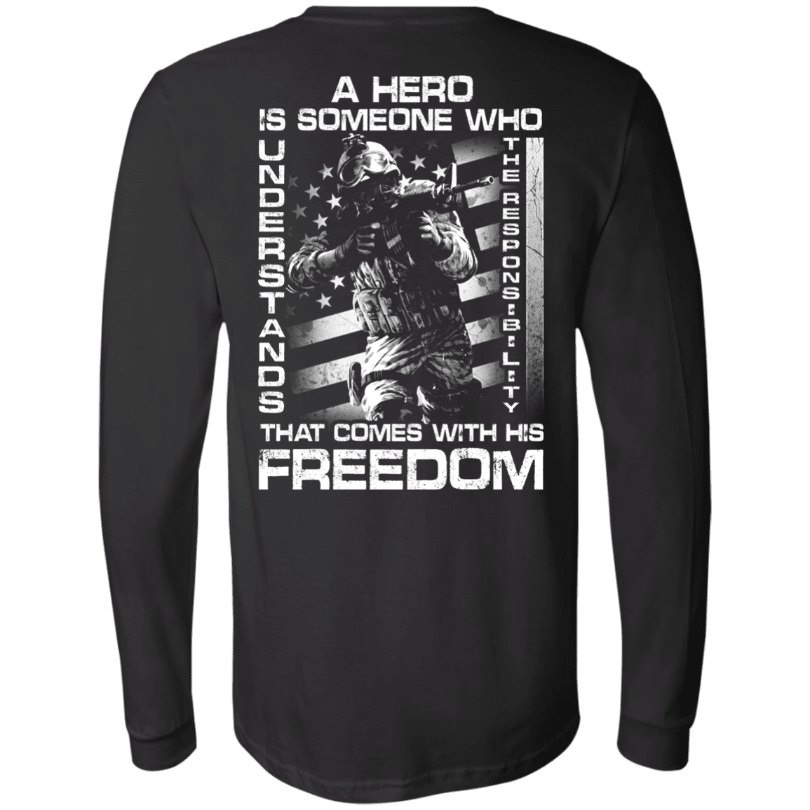 Military T-Shirt "Veteran - A Hero Is Someone Who Understands The Responsibility" - Men Back-TShirt-General-Veterans Nation