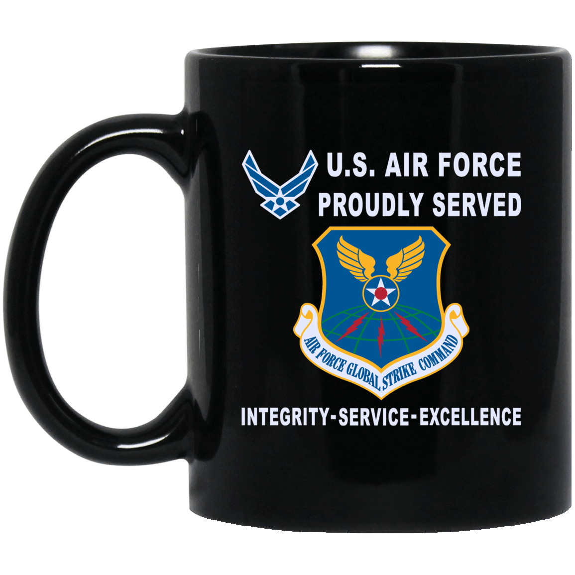US Air Force Air Force Global Strike Command Proudly Served-D04 11 oz - 15 oz Black Mug-Mug-USAF-Shield-Veterans Nation