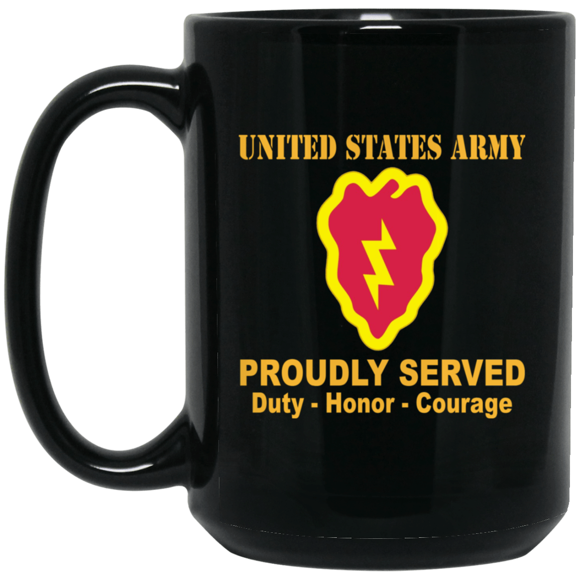 U.S. Army 25th Infantry Division 11 oz - 15 oz Black Mug-Mug-Army-CSIB-Veterans Nation