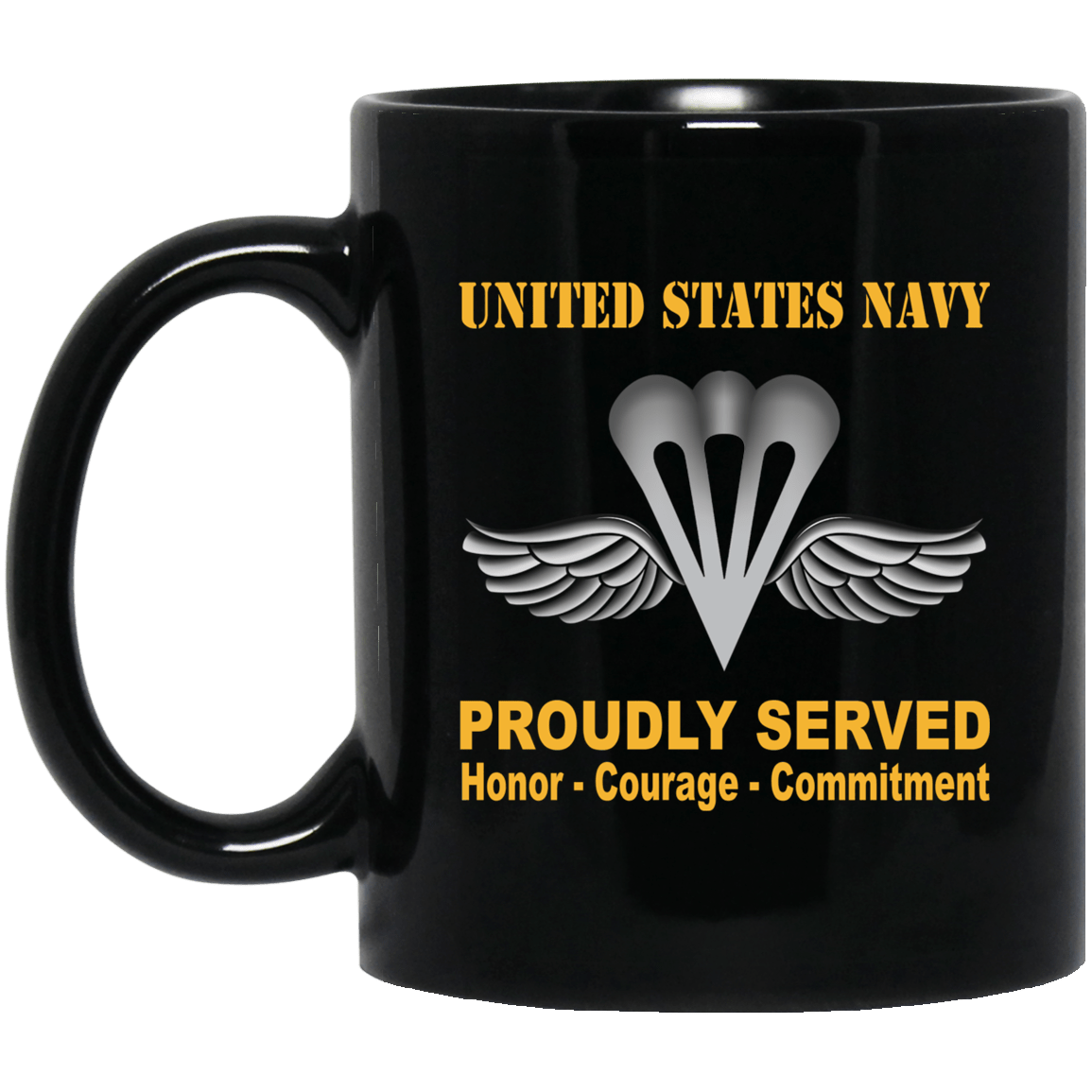 Navy Aircrew Survival Equipmentman Navy PR Proudly Served Black Mug 11 oz - 15 oz-Mug-Navy-Rate-Veterans Nation