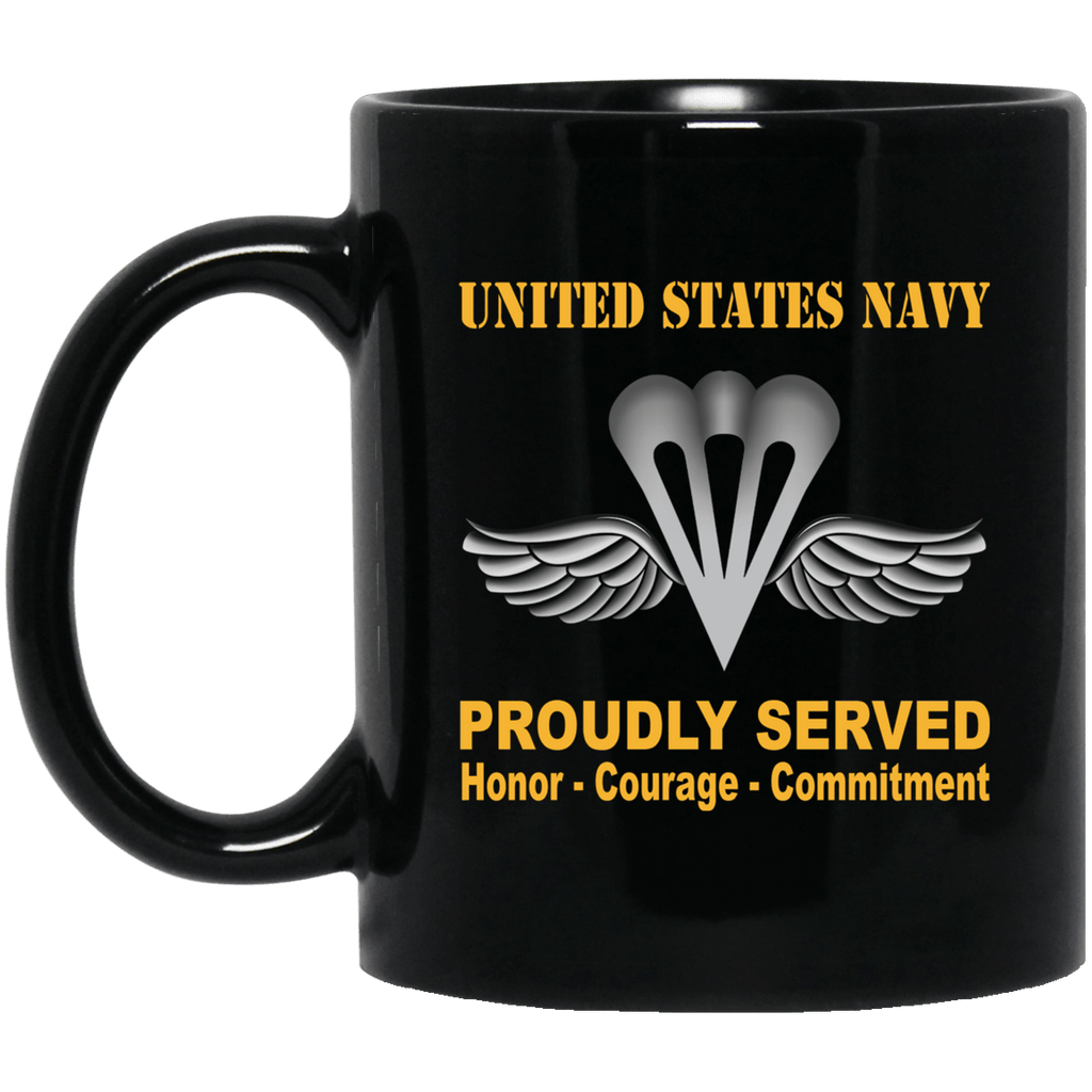 Navy Aircrew Survival Equipmentman Navy PR Proudly Served Black Mug 11 oz - 15 oz-Mug-Navy-Rate-Veterans Nation
