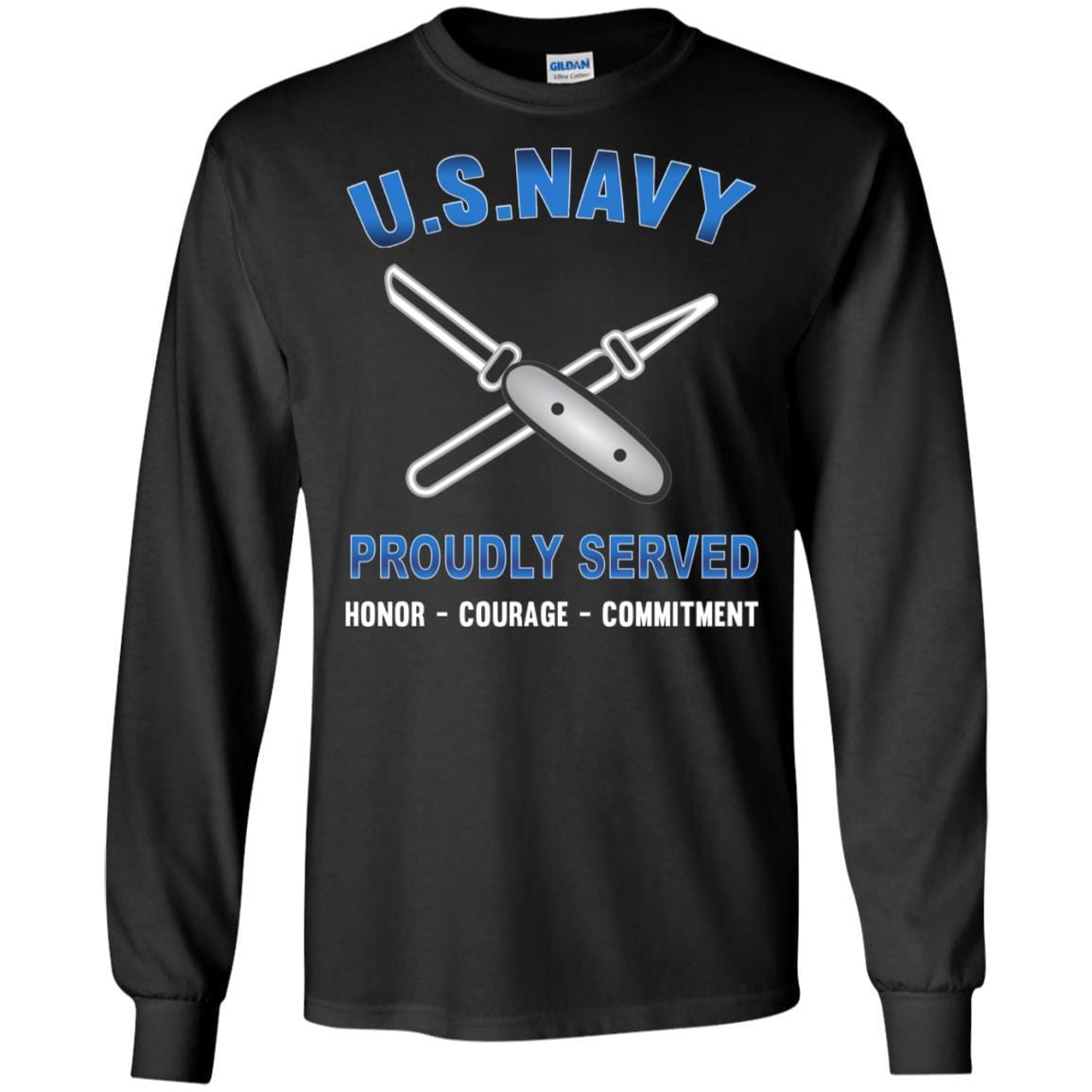 Navy Lithographer Navy LI - Proudly Served T-Shirt For Men On Front-TShirt-Navy-Veterans Nation