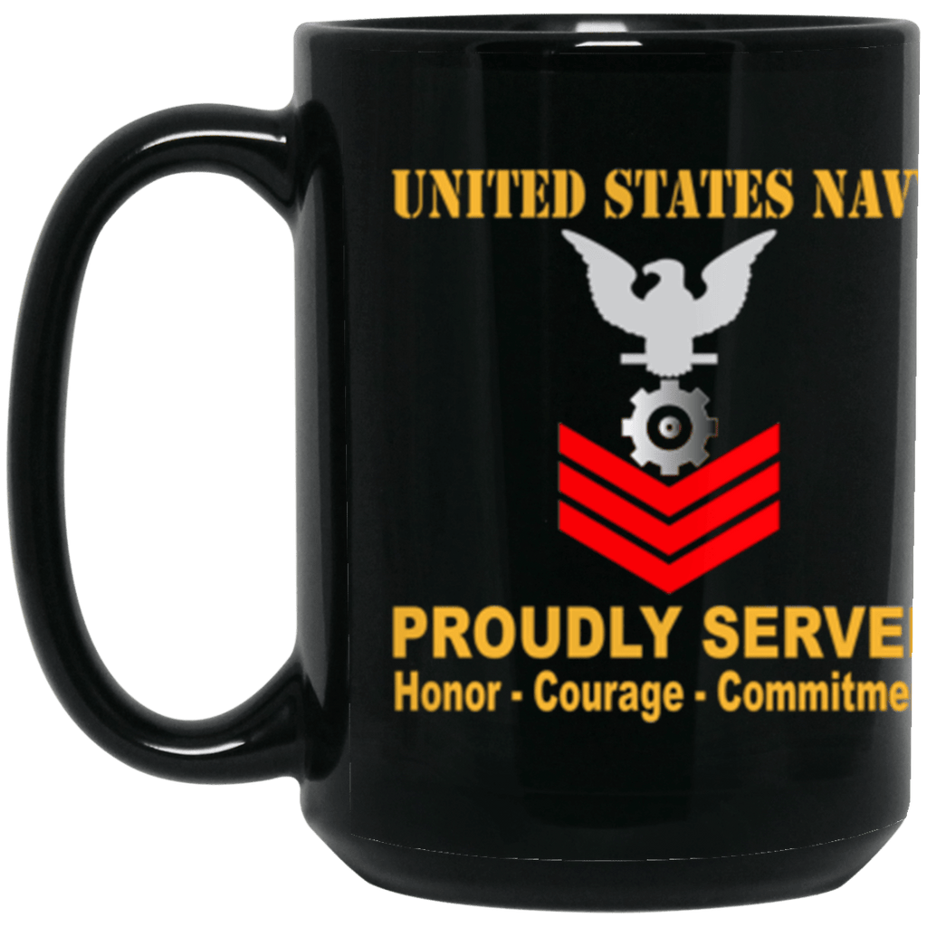 US Navy Engineman Navy EN E-6 Red Stripe 15 oz. Black Mug-Drinkware-Veterans Nation