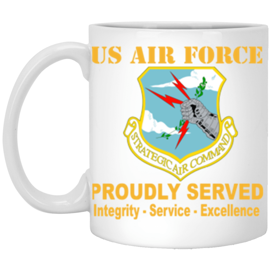 US Air Force Strategic Air Command Proudly Served Core Values 11 oz. White Mug-Drinkware-Veterans Nation