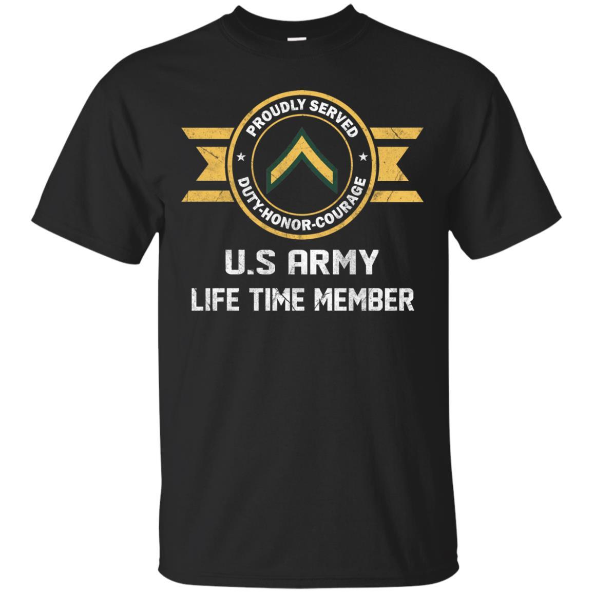 Life Time Member - Army E-2 PV2 E2 Private Second Class Ranks Men T Shirt On Front-TShirt-Army-Veterans Nation