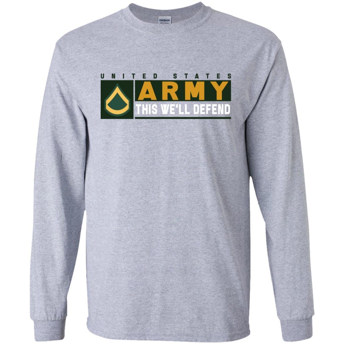 US Army E-3 Private First Class This We Will Defend Long Sleeve - Pullover Hoodie-TShirt-Army-Veterans Nation