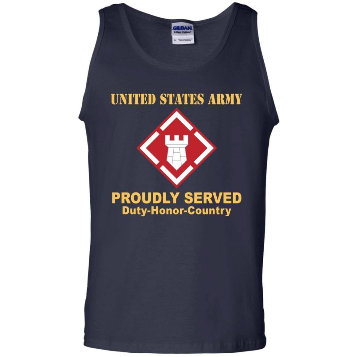 US ARMY 20TH ENGINEER BRIGADE WITH AIRBORNE TAB- Proudly Served T-Shirt On Front For Men-TShirt-Army-Veterans Nation
