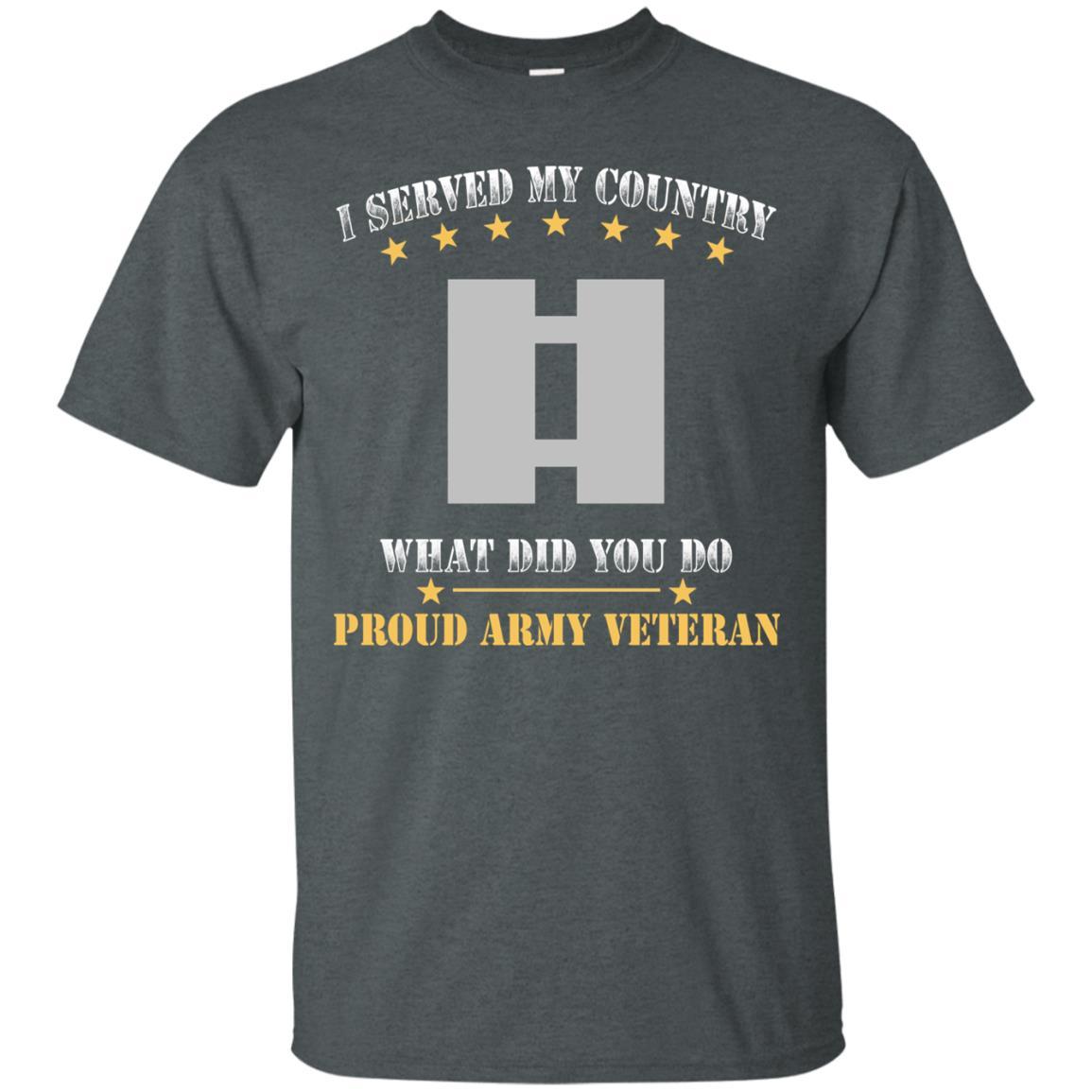 US Army O-3 Captain O3 CPT Commissioned Officer Ranks Men Front T Shirt - Proud US Army Veteran-TShirt-Army-Veterans Nation