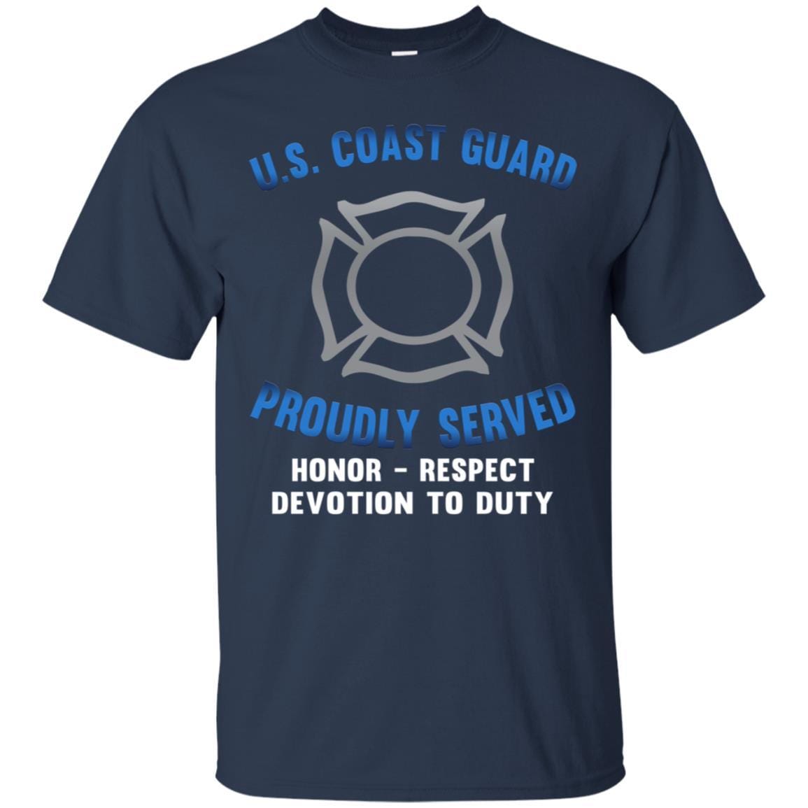 US Coast Guard Fire and Safety Specialist FF Logo Proudly Served T-Shirt For Men On Front-TShirt-USCG-Veterans Nation