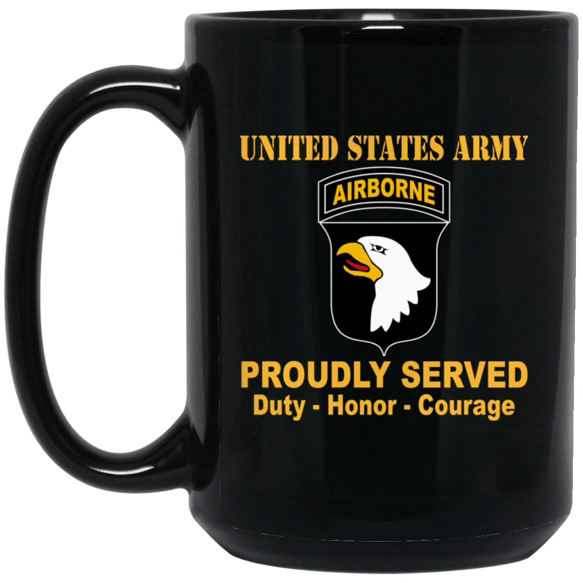 U.S. Army 101st Airborne Division 11 oz - 15 oz Black Mug-Mug-Army-CSIB-Veterans Nation