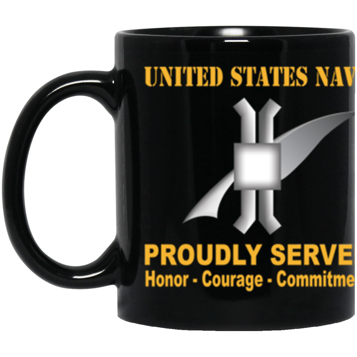 US Navy Navy Legalman Navy LN Proudly Served Core Values 11 oz. Black Mug-Drinkware-Veterans Nation
