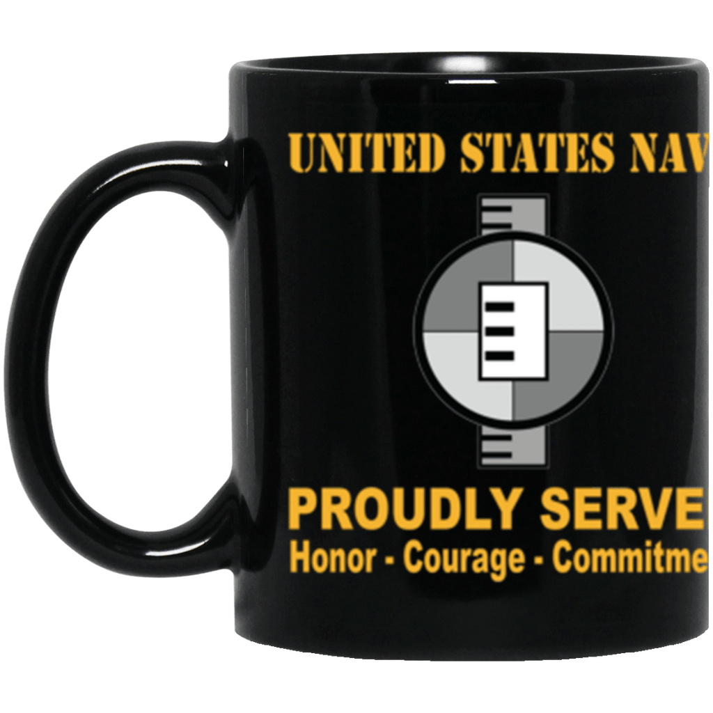 US Navy Navy Engineering Aide Navy EA Proudly Served Core Values 11 oz. Black Mug-Drinkware-Veterans Nation