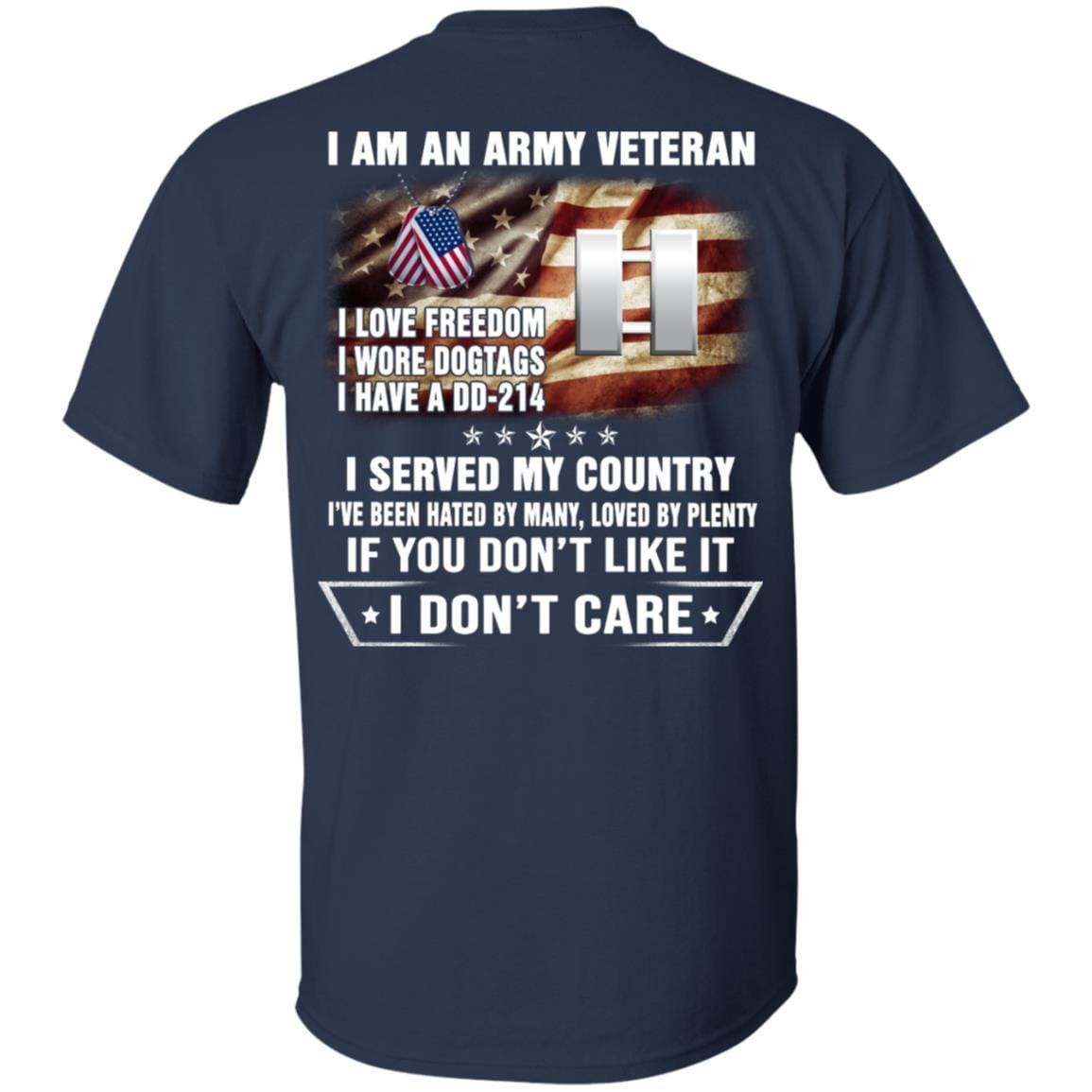 T-Shirt "I Am An Army Veteran" O-3 Captain(CPT)Rank On Back-TShirt-Army-Veterans Nation