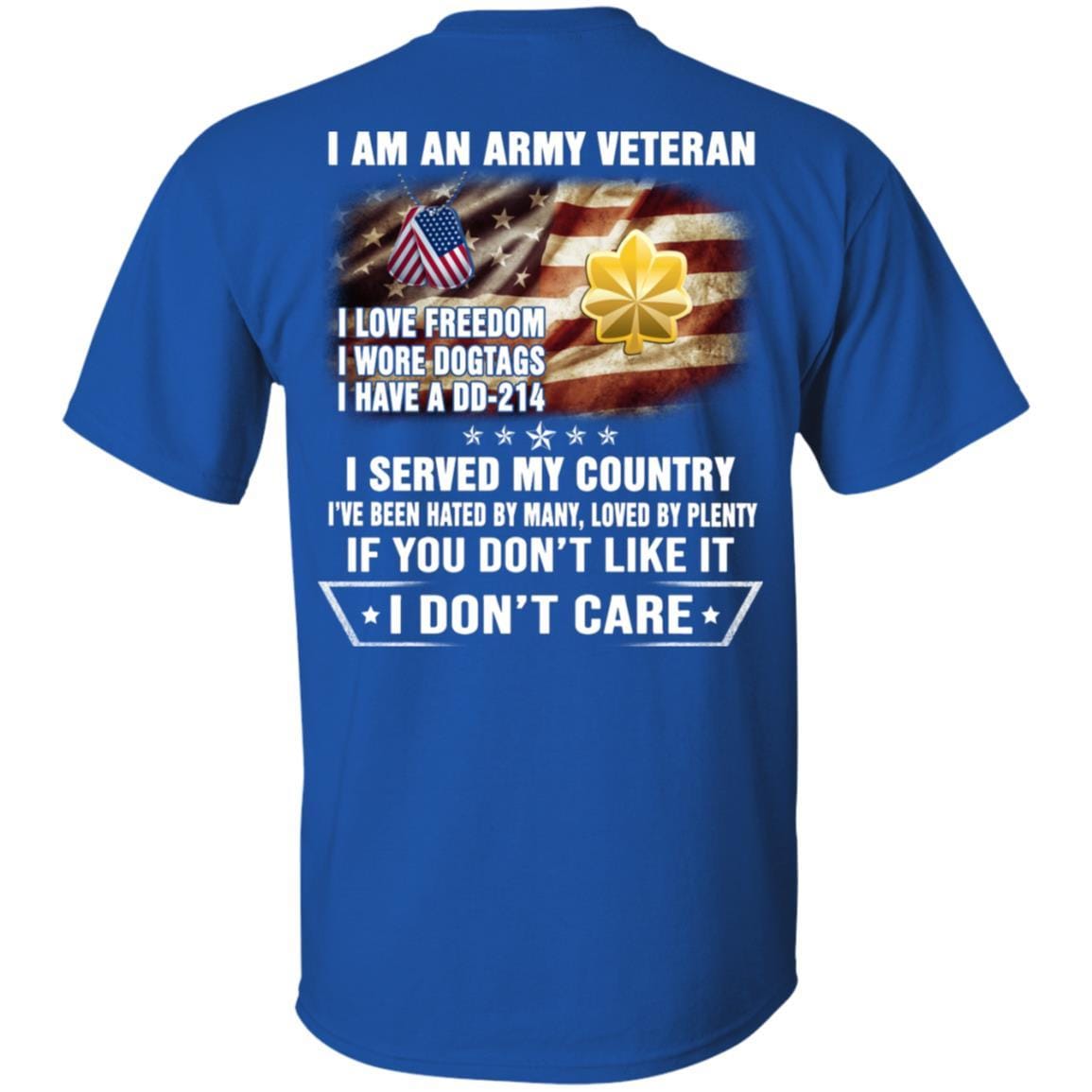 T-Shirt "I Am An Army Veteran" O-4 Major(MAJ)Rank On Back-TShirt-Army-Veterans Nation