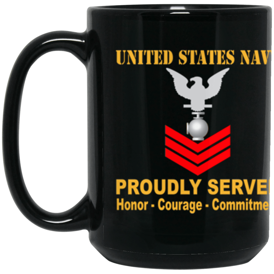 US Navy Utilitiesman Navy UT E-6 Red Stripe 15 oz. Black Mug-Drinkware-Veterans Nation