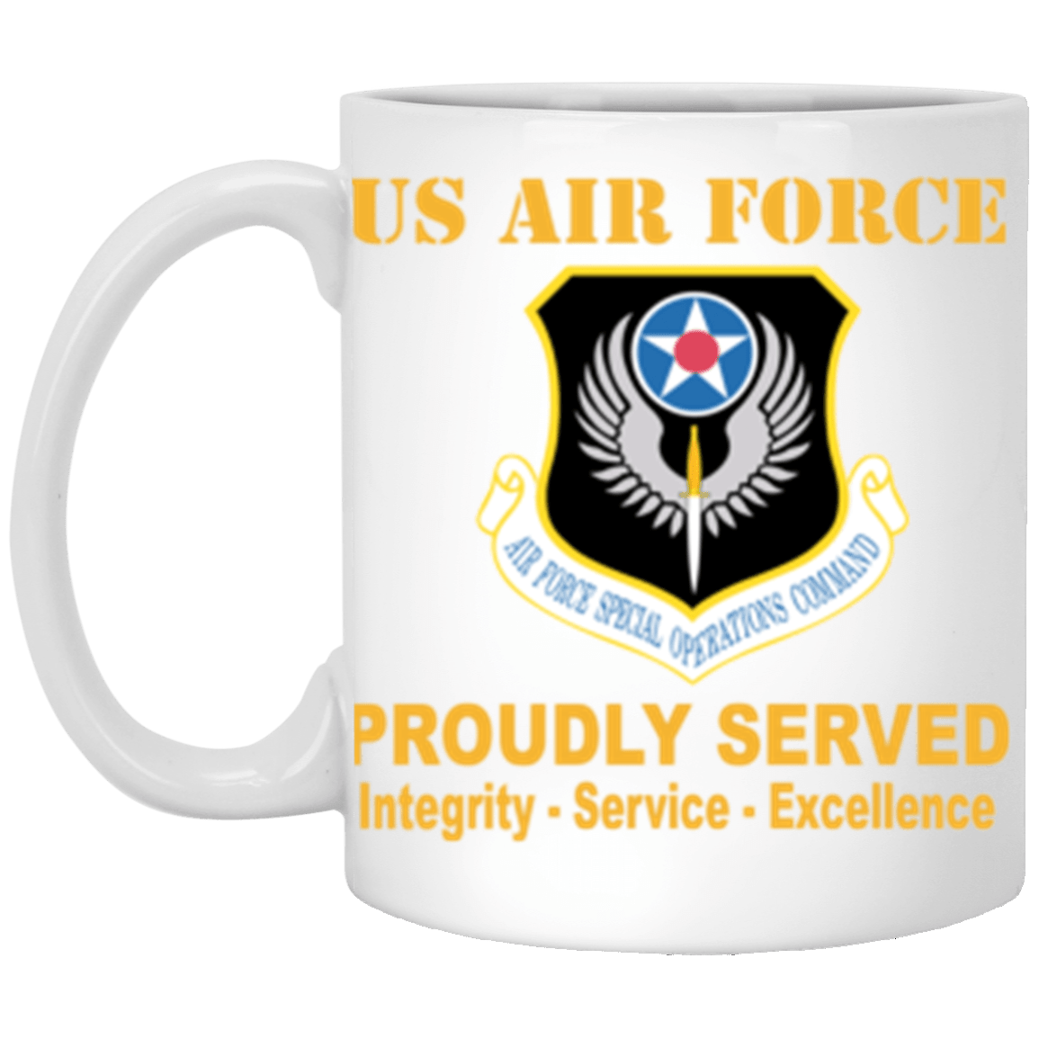 US Air Force Special Operations Command Proudly Served Core Values 11 oz. White Mug-Drinkware-Veterans Nation
