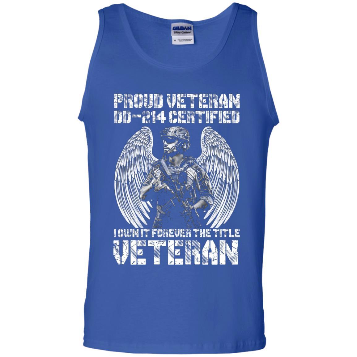 Military T-Shirt "Proud Veteran DD-214 I Own It Forever Men On" Front-TShirt-General-Veterans Nation