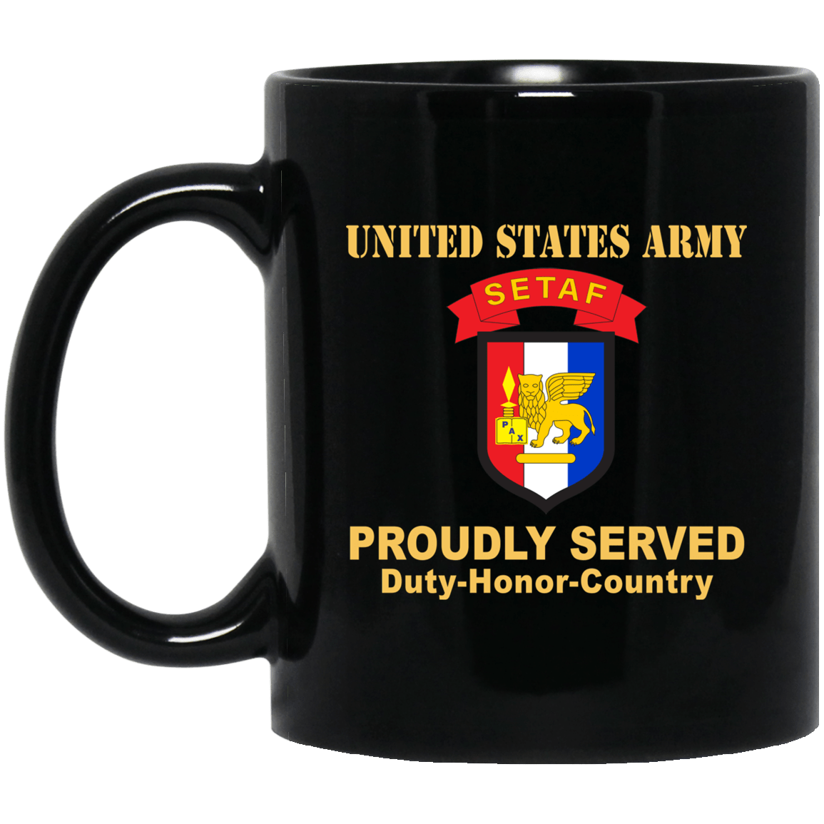 US ARMY USARAF-SETAF COMBAT SERVICE ID BADGE- 11 oz - 15 oz Black Mug-Mug-Army-CSIB-Veterans Nation