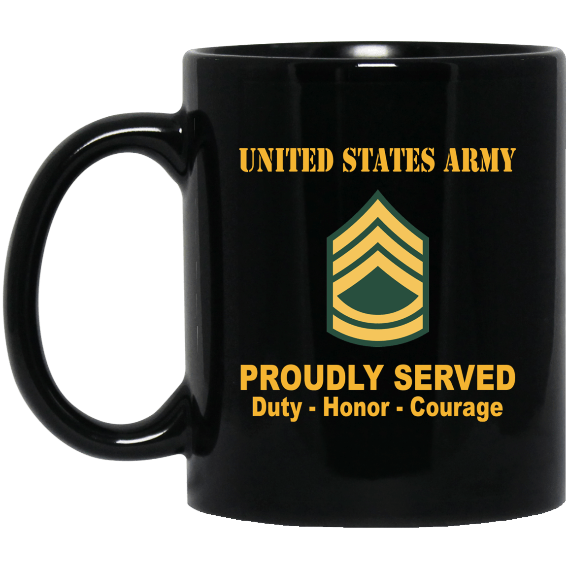 US Army E-7 Sergeant First Class E7 SFC Noncommissioned Officer Ranks Proudly Served Black Mug Black Mug-Mug-Army-Ranks-Veterans Nation