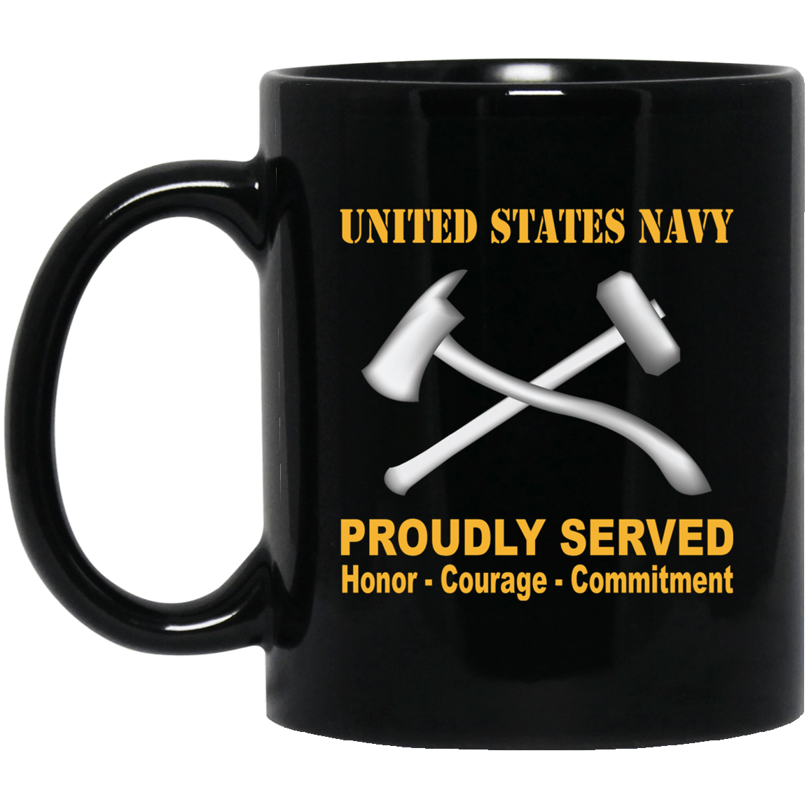 Navy Damage Controlman Navy DC Proudly Served Black Mug 11 oz - 15 oz-Mug-Navy-Rate-Veterans Nation