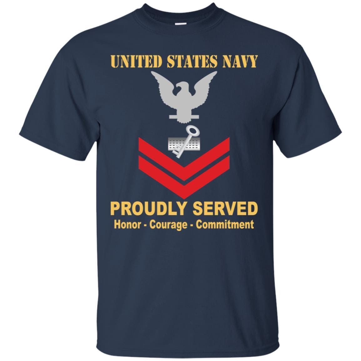 Navy Disbursing Clerk Navy DK E-5 Rating Badges Proudly Served T-Shirt For Men On Front-TShirt-Navy-Veterans Nation