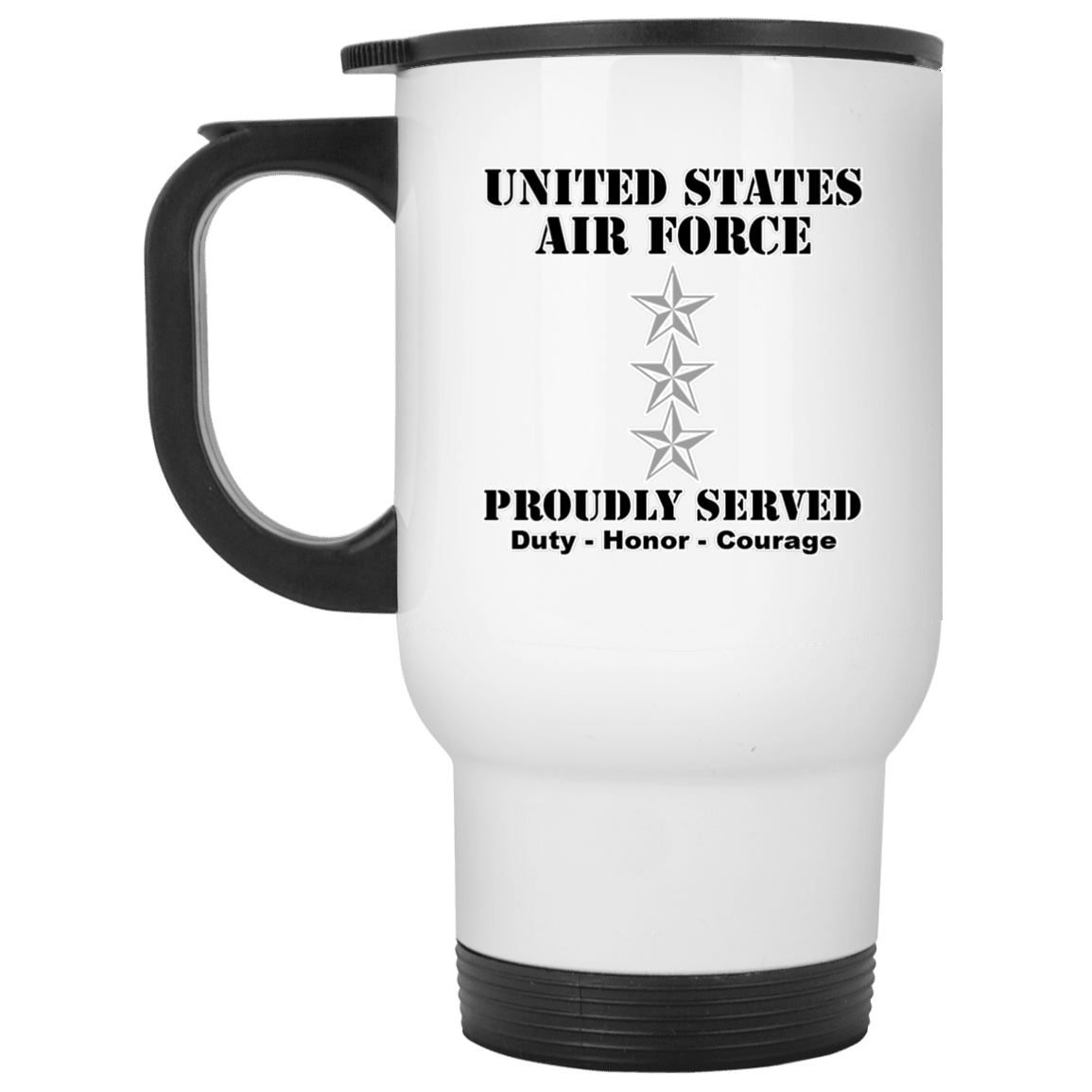 US Air Force O-9 Lieutenant General Lt Ge O9 General Officer Ranks White Coffee Mug - Stainless Travel Mug-Mug-USAF-Ranks-Veterans Nation