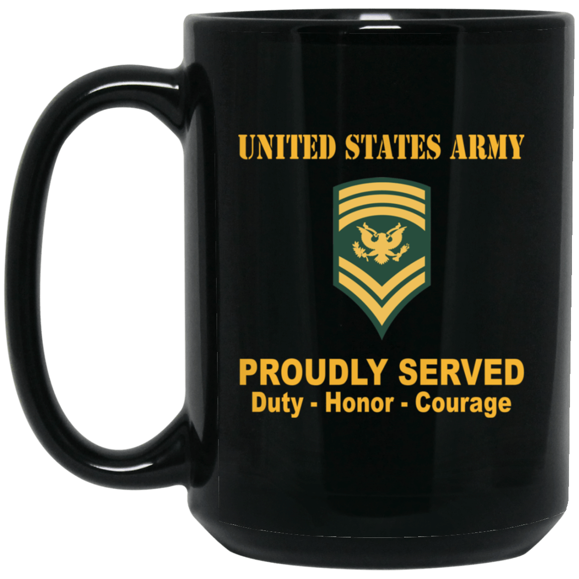 US Army E-9 SPC E9 Specialist Ranks Proudly Served Black Mug Black Mug-Mug-Army-Ranks-Veterans Nation