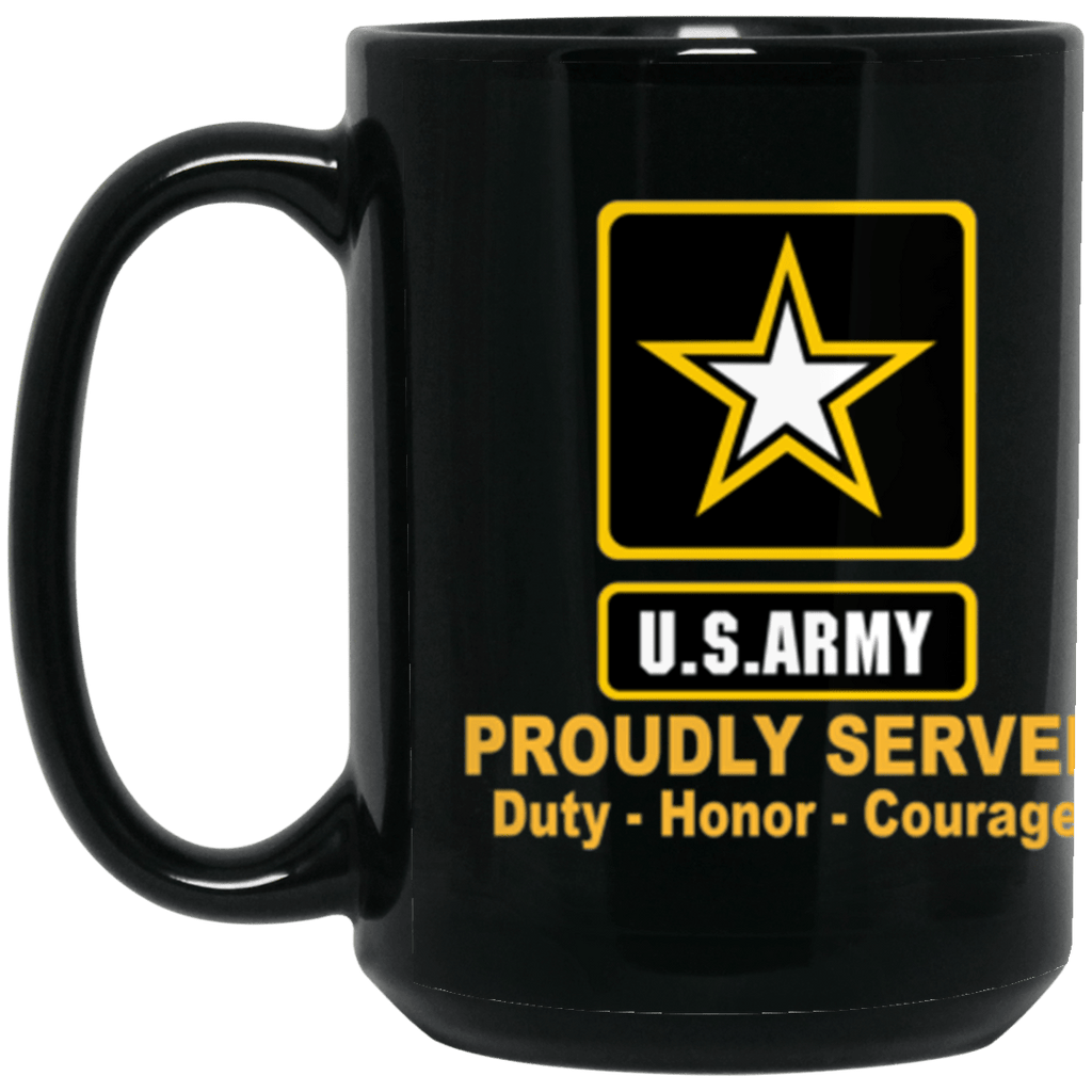 US Army Logo Proudly Served Core Values 15 oz. Black Mug-Drinkware-Veterans Nation