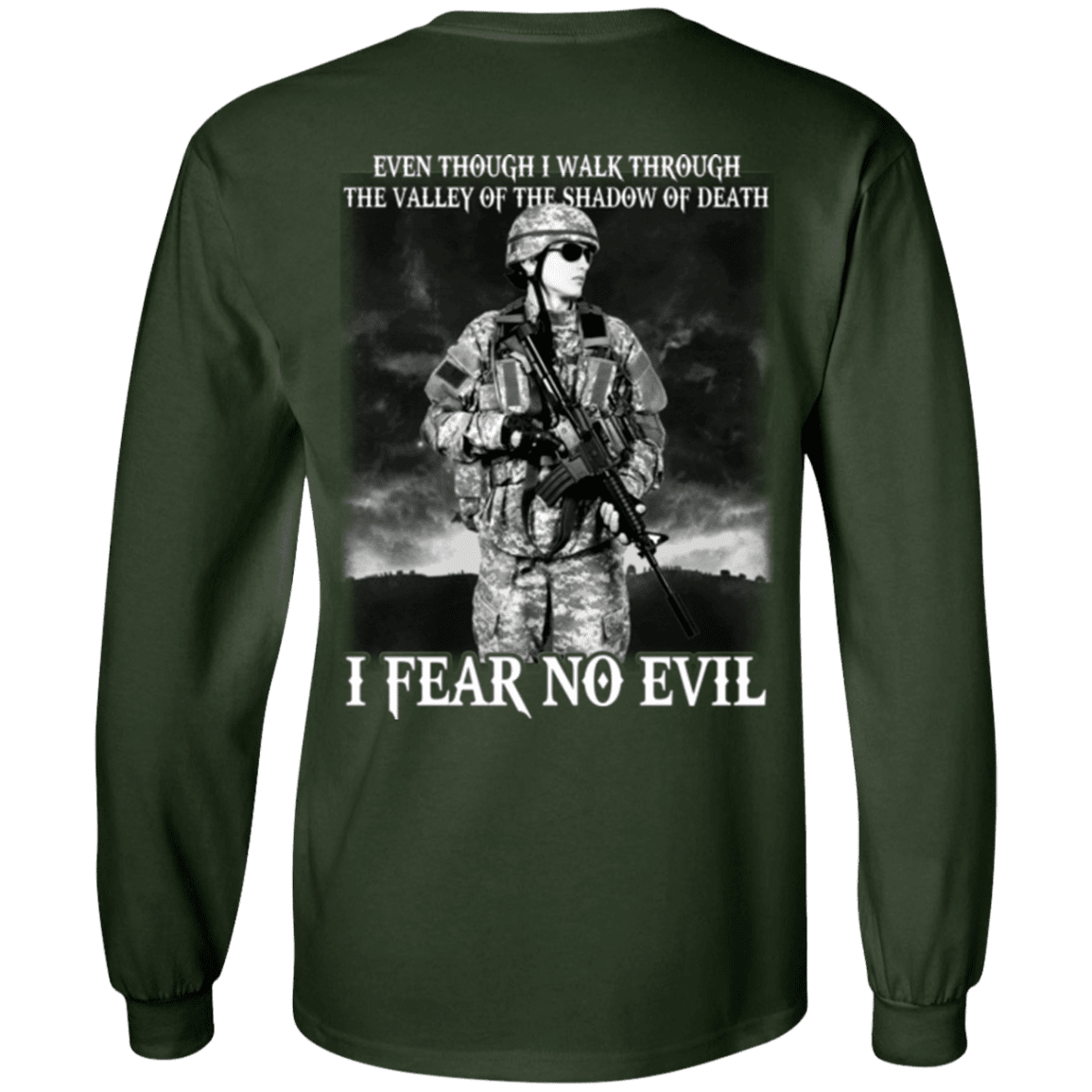 Military T-Shirt "I Fear No Evil Female Veteran Design" On Back-TShirt-General-Veterans Nation