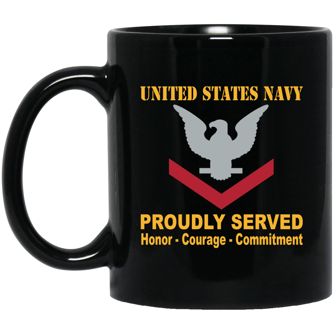US Navy E-4 Petty Officer Third Class E4 PO3 Collar Device Black Mug 11 oz - 15 oz-Mug-Navy-Collar-Veterans Nation