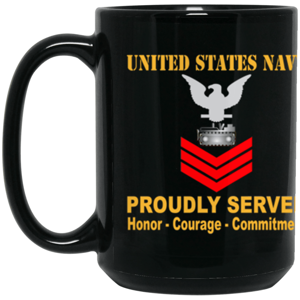 US Navy Equipment Operator Navy EO E-6 Red Stripe 15 oz. Black Mug-Drinkware-Veterans Nation