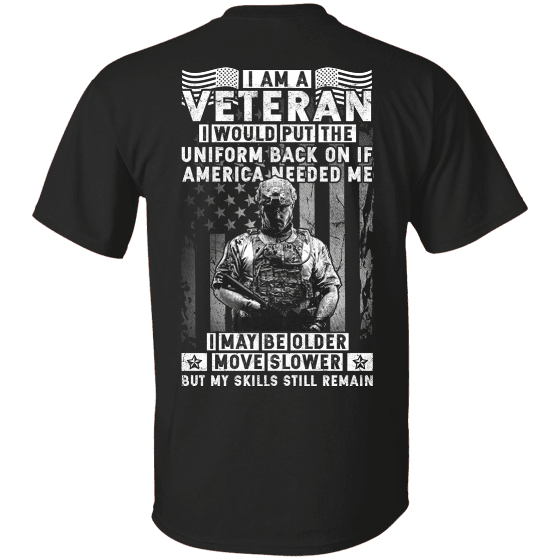 Military T-Shirt "I am a Veteran" Men Back-TShirt-General-Veterans Nation