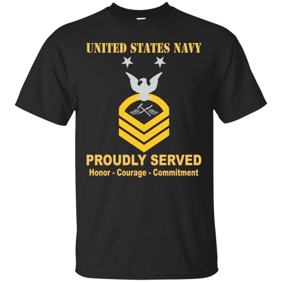 Navy Aviation Support Equipment Tech Navy AS E-9 Rating Badges Proudly Served T-Shirt For Men On Front-TShirt-Navy-Veterans Nation