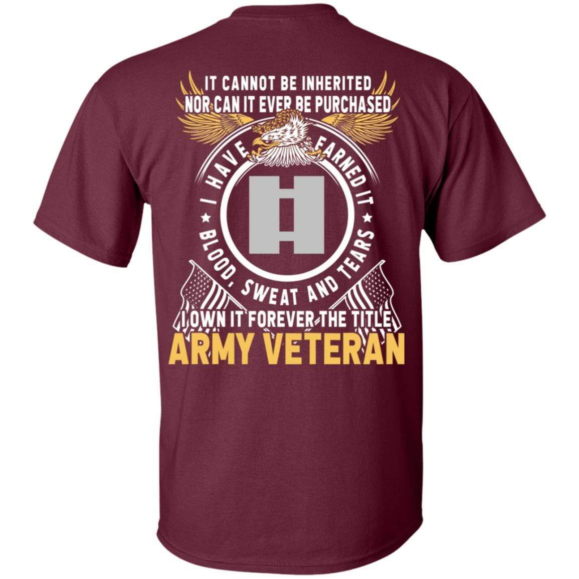 US Army O-3 Captain O3 CPT Commissioned Officer Ranks T-Shirt For Men On Back-TShirt-Army-Veterans Nation