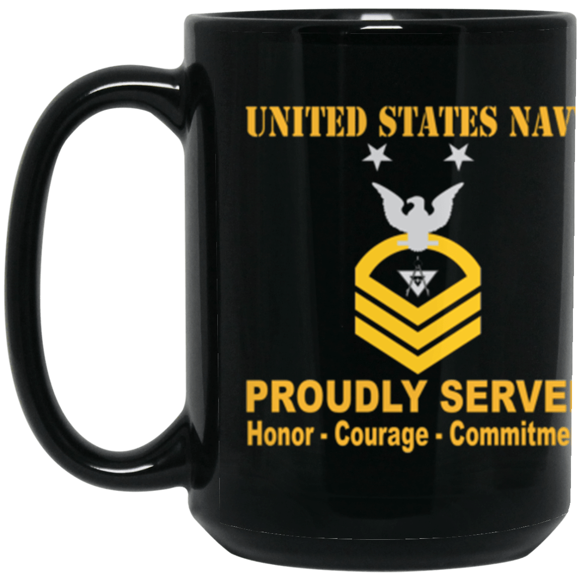 US Navy DM E-9 15 oz. Black Mug-Drinkware-Veterans Nation