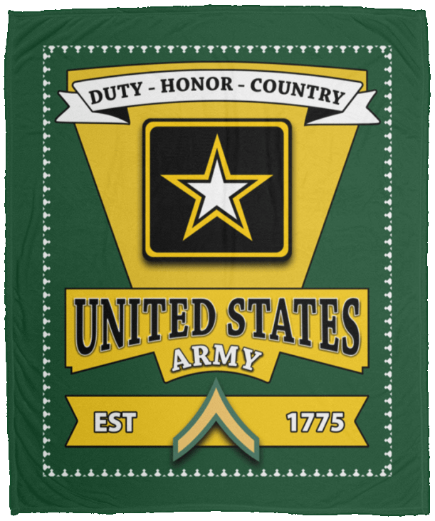 US Army E-2 Private Second Class E2 PV2 Enlisted Soldier Blanket Cozy Plush Fleece Blanket - 50x60-Blankets-Army-Ranks-Veterans Nation