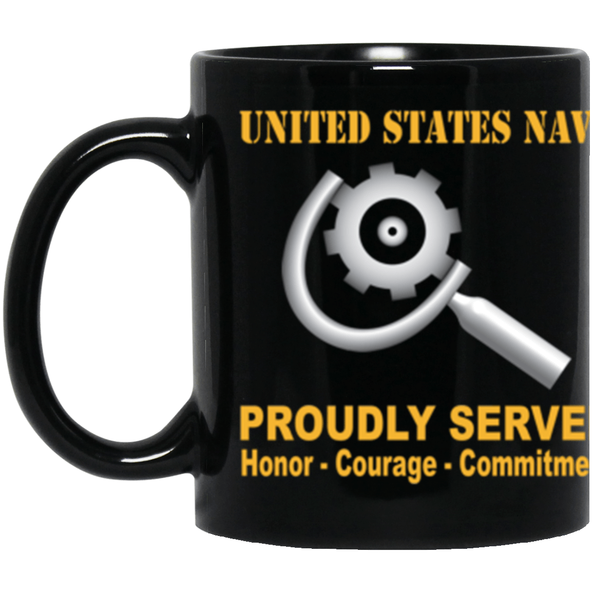 US Navy Machinery repairman Navy MR Proudly Served Core Values 11 oz. Black Mug-Drinkware-Veterans Nation