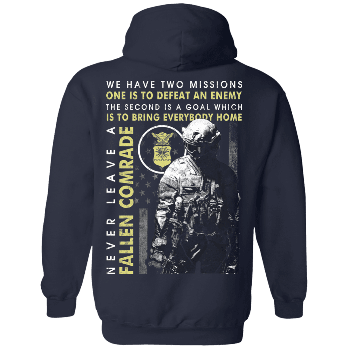 Never Leave A Fallen Comrade Air Force Men Back T Shirts-TShirt-USAF-Veterans Nation