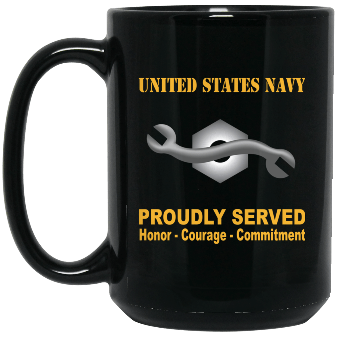 Navy Construction Mechanic Navy CM Proudly Served Black Mug 11 oz - 15 oz-Mug-Navy-Rate-Veterans Nation