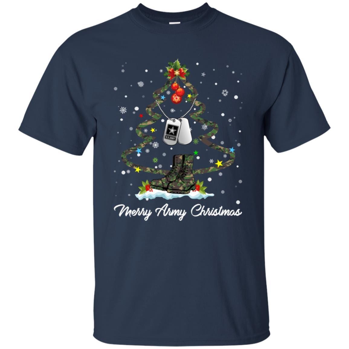 Merry Army Christmas T-Shirt For Men On Front-TShirt-Army-Veterans Nation