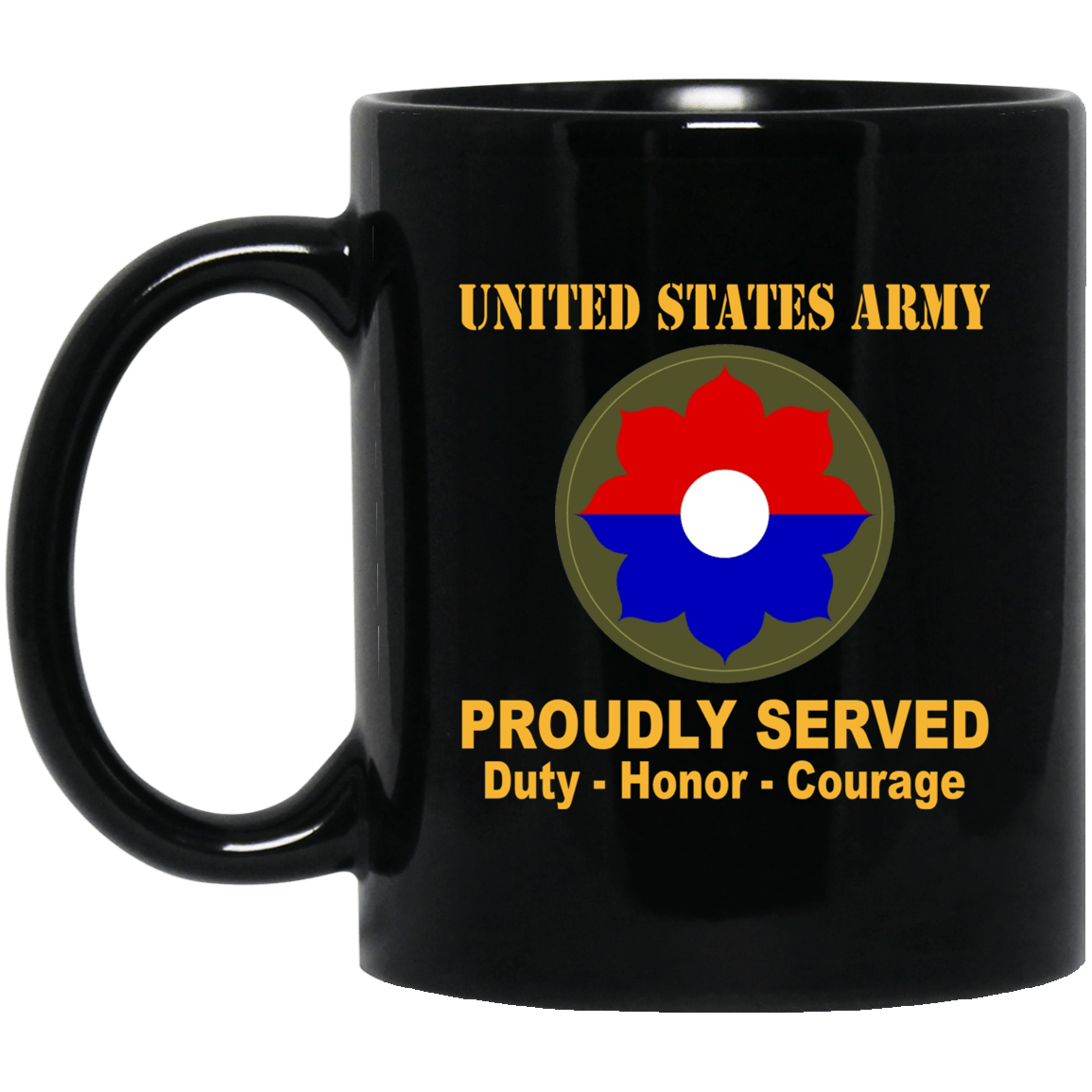 U.S. Army 9th Infantry Division 11 oz - 15 oz Black Mug-Mug-Army-CSIB-Veterans Nation